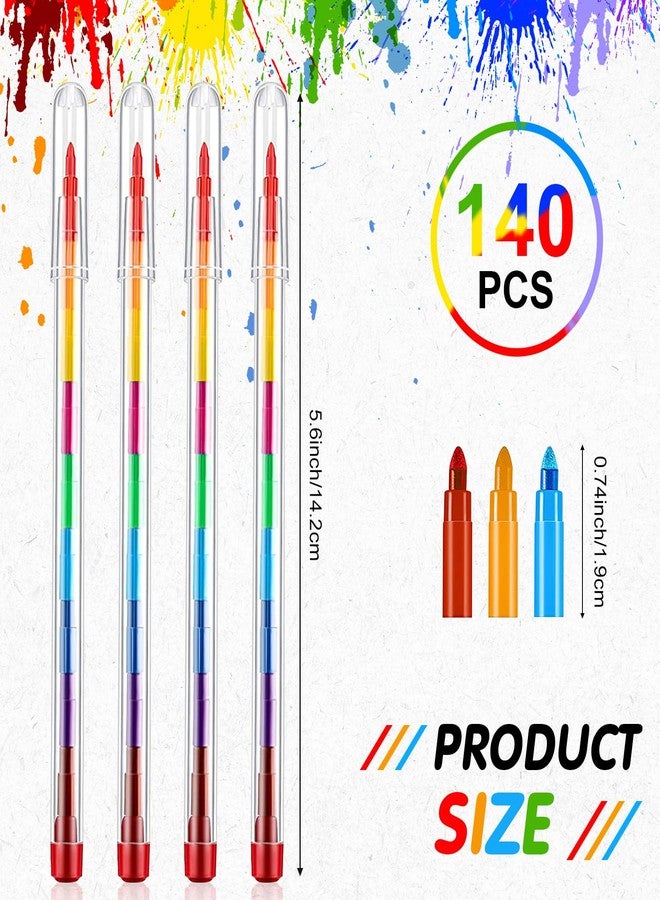 Teling 140 Pieces Colorful Stackable Buildable Crayons 11 Interchangeable Colors Pencils Party Favors DIY Mini Rainbow Crayons Pens Bulk for Painting Party Office Supplies - Image 2